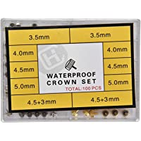 Los mejores  - Recambios para relojes Crown- 100 piezas - caja de acero inoxidable a prueba de agua Relojes surtidos Accesorios de…